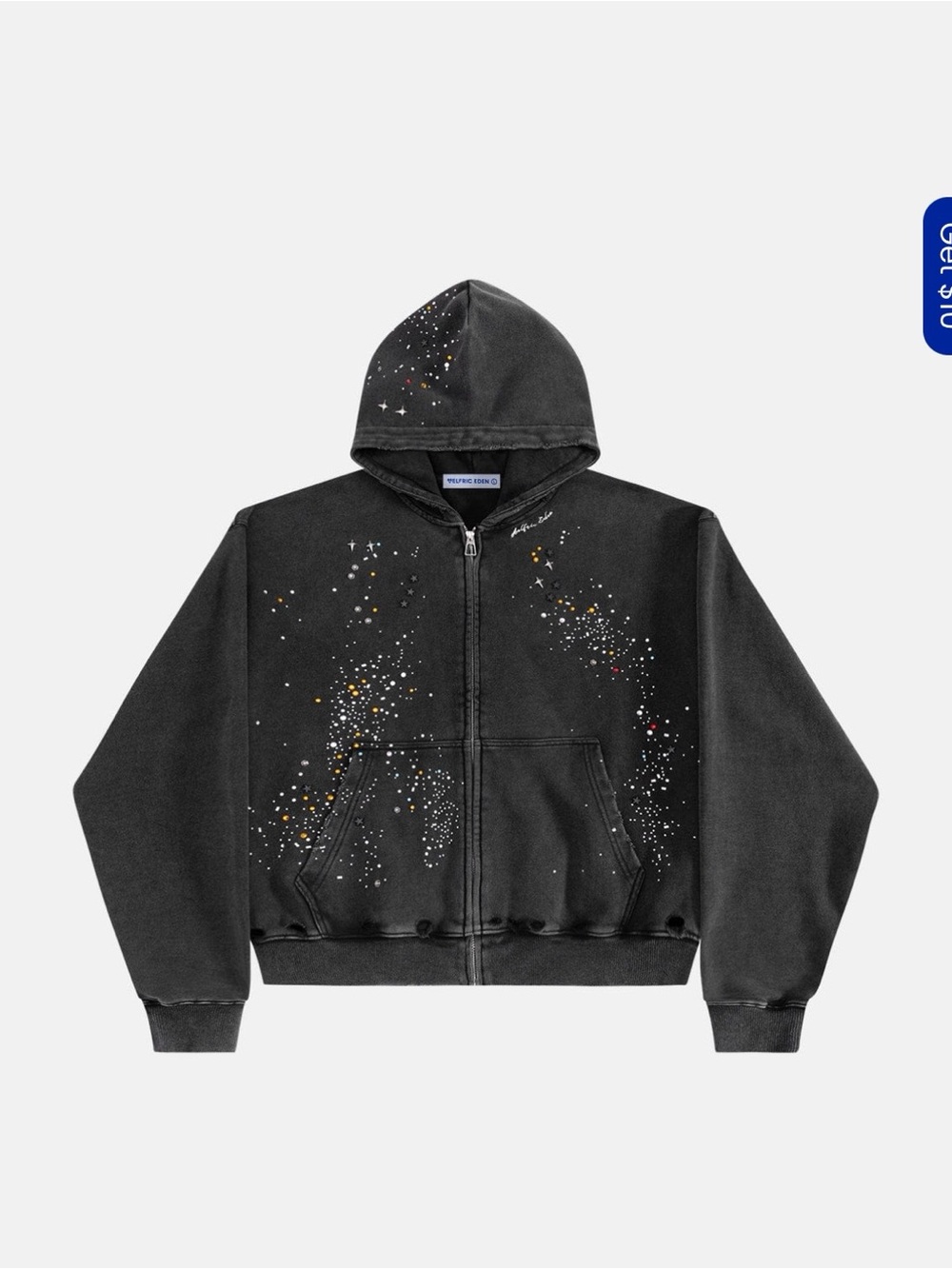 AELFRIC EDEN RHINESTONE BOXY ZIP UP HOODIE